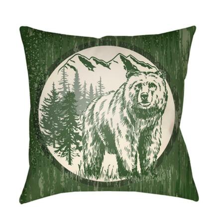 ARTISTIC WEAVERS Lodge Cabin Bear Poly Filled Pillow - Dark Green & Beige - 18 x 18 in. LGCB2018-1818
